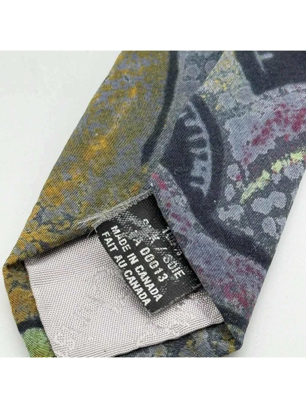 Vintage Christian Dior Monsieur Abstract Floral Silk Necktie Canada Made Luxury